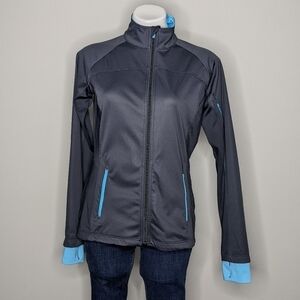 Athleta grey blue laser cut exercise jacket M